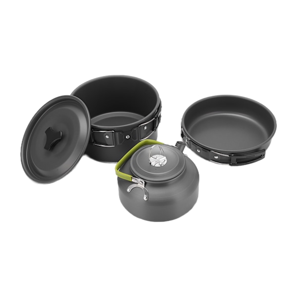 Utekokset för 2-3 personer, tekanna-set med non-stick-beläggning, lätt att rengöra, bärbar campingkokare