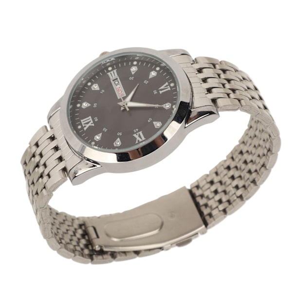 Herre-ur med Quartz-værk, Dag/Dato, Vandafvisende, Casual, Luksuriøst, Lysende, Mode, Dress-ur med Alloy-armbånd til Forretning, Sølv/Sort