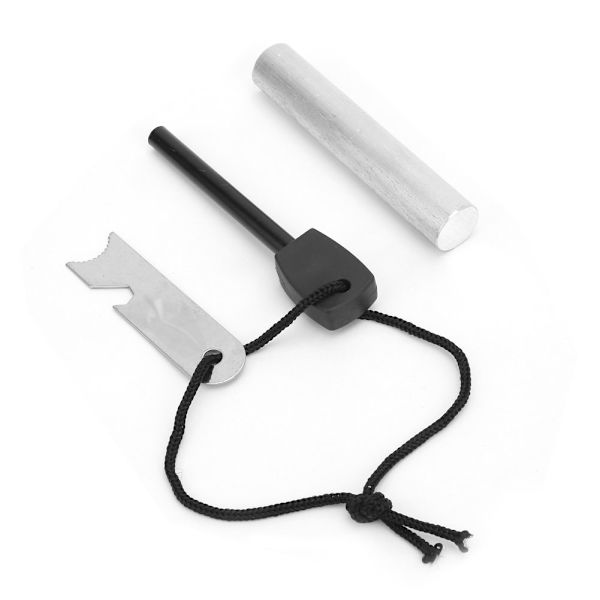 2-in-1 kannettava ruostumattomasta teräksestä valmistettu tulen sytytin 18 x 100 mm magnesiumtanko