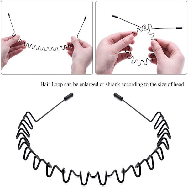 6 stk unisex metal pandebånd Spring Wave pandebånd Skridsikker elastisk pandebånd Hårbånd Hårtilbehør