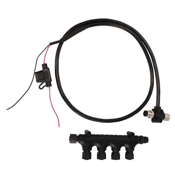 NMEA2000-kaapeli 4-porttisella T-liittimellä 3A sulake 5-nastainen M12-kierre 1m pitkä IP67 vedenkestävä Lowrance-verkolle