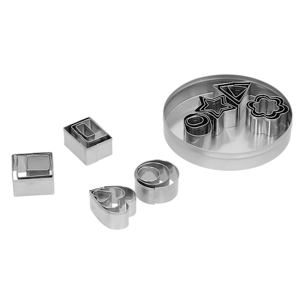 24 stk geometriske kakeformer i rustfritt stål DIY Cookie Cutters Set for Bakverk Deig Leire