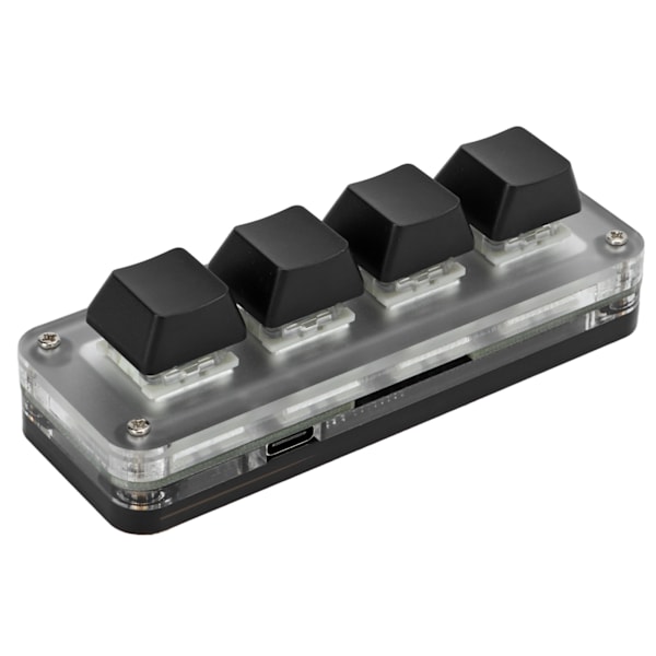 Mini 4 Key Gaming Tangentbord Mekanisk knappsats Typ C till USB Interface Programmering Svart med RGB-ljus
