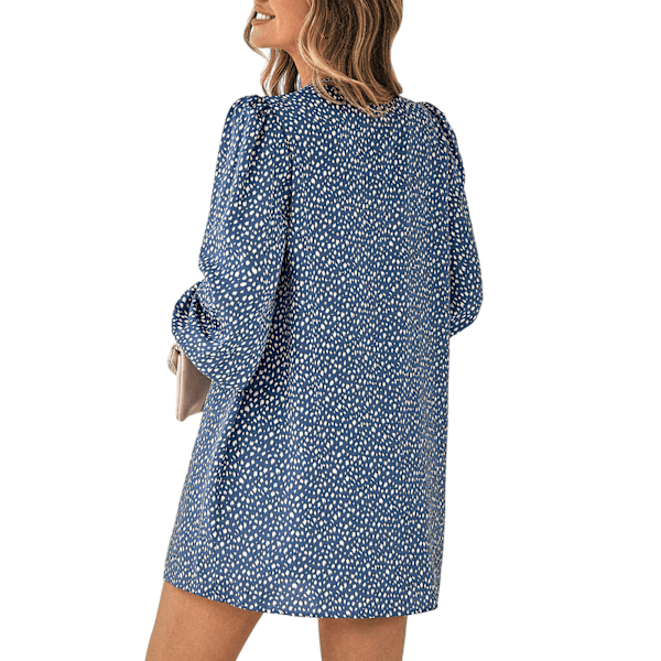 Kvinnor Lanternärm Cardigan Fashionabla klassiska leopardtryck Höst Vinter Långärmade Skjortor Tryckta Toppar Blå L
