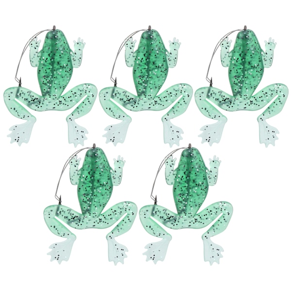5 st Artificiell Simulering Transparent Grön Enkelkrok Mjukt lockbete Antihängande