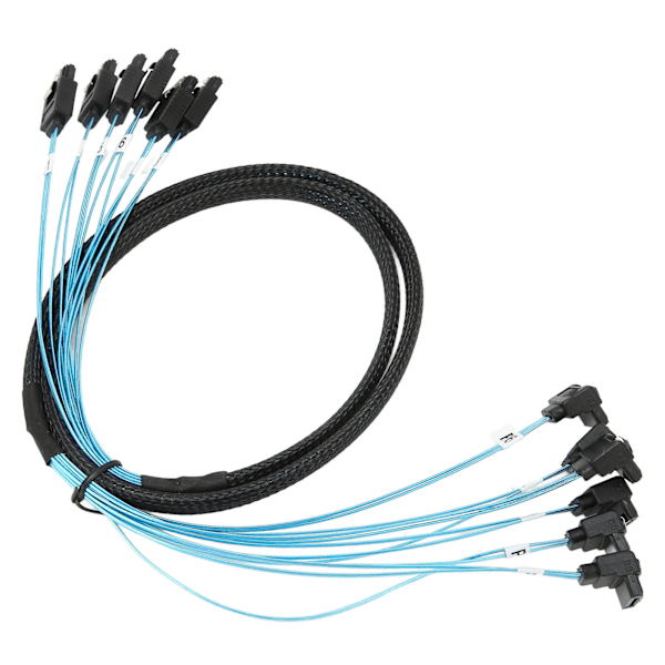 Mini SAS-kabel 6 SATA till 6 SATA rakböjd kabel 6Gbps Anti-interferens Dubbel gruppskärmning SATA-kabel för SSD0.5m / 1.6ft