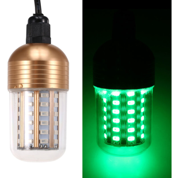12V-60V 30W 60 LED Undervanns Nattfiskelys Nedsenkbar LED-lampe Agn Blekksprutfisk Tiltrekker Lys Fish Finder-lys med ledning, modell: Grønn