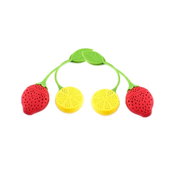 4 delar silikontefilter Strawberry Lemon Design för löst te