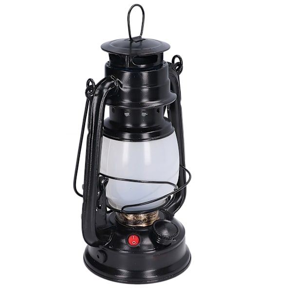 LED-lanterne campinglampe Genopladelig lampe Retro stil Bærbar EU-stik 110‑240V Varmt hvid Lys sort