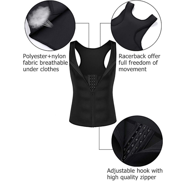 Mænd Shapewear Slimming Body Shaper Komprimeret Skjorte Linne med lynlås undertøj til mavekontrol