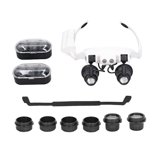 Huvudförstoringsglas 10x 15x 20x 25x handsfree förstoringsglas med 2 LED-lampor Klockreparationsverktyg