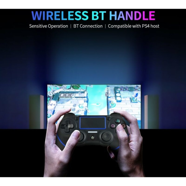 PS4 lamineret trådløs Bluetooth-spilcontroller lamineret PS4-gamepad med touchpad, 6-akset vibrations-somatosensorisk funktion, sort og rød
