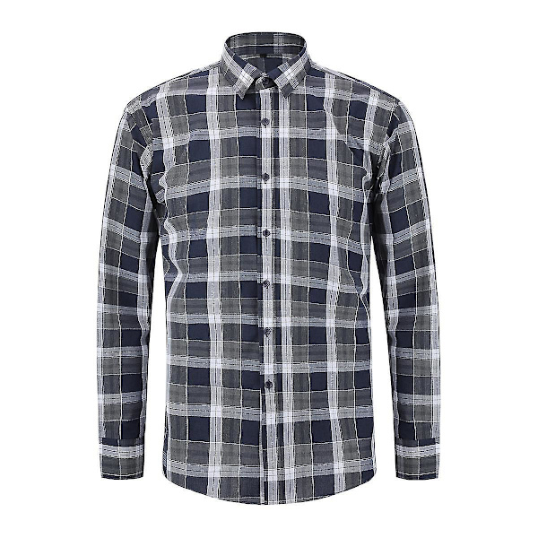 Ternet Skjorte til Mænd, Casual, Knapper, Langærmet, XL, Blå/Hvid