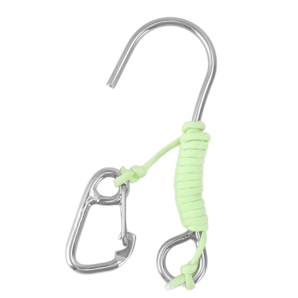 Dykke Enkeltkrok 316 Rustfritt Stål Anti-Tapt Revkrok med Lanyard Gløder i Mørket for Undervanns Dykking Grønn