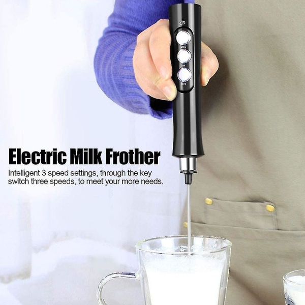 Mjölkskummare Handhållen elektrisk skummaskin USB -uppladdningsbar kaffeskummare för kaffe, latte, cappuccino, äggvispar, varm choklad