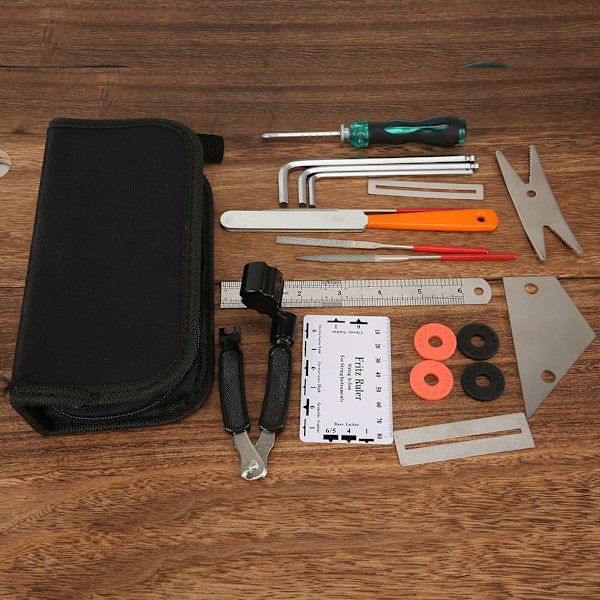 Guitar Repair Maintenance Tool Kit 3 i 1 String Winder Leveling Linjal Fret Sanding File (Gitar Repair Maintenance Tool )