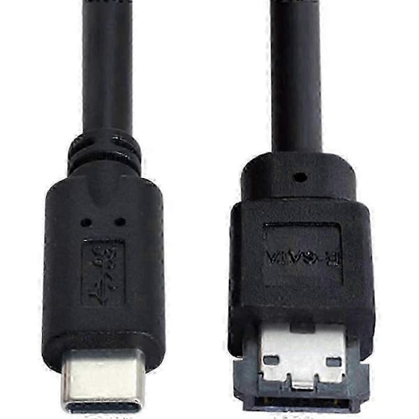 ESATA til USB C værtskabel han USB C til ESATA ESATAp harddiskkabel kompatibel med bærbar computer Black