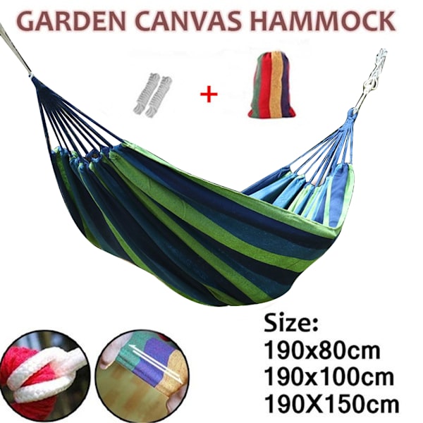 Bärbar trädgård Canvas Hängmatta Camping Sova Swing Bed Hängande veranda Bakgård Inomhus Utomhus Hängmatta