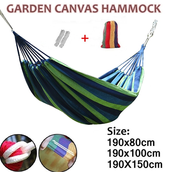 Kannettava puutarha Canvas Riippumatto Camping Nukkua Swing Bed Riippuva kuisti Takapiha Sisätiloissa Ulkona Riippumatto
