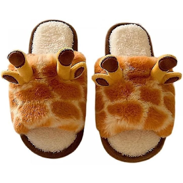 Cartoon Giraffe Cotton Slippers for Women - Winter Indoor/Outdoor (Size 38-39)