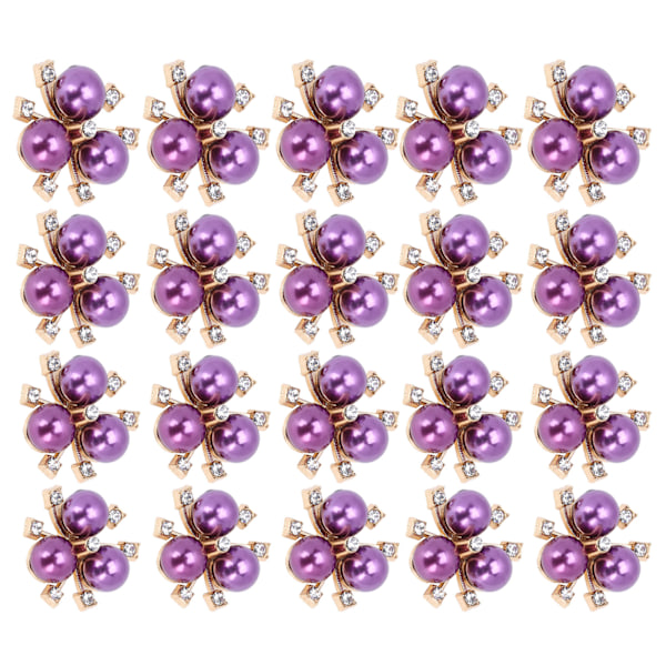 20 stk. Perleblomst Rhinestones DIY Tøj Manchet Broche Mode Smykketilbehør Lilla