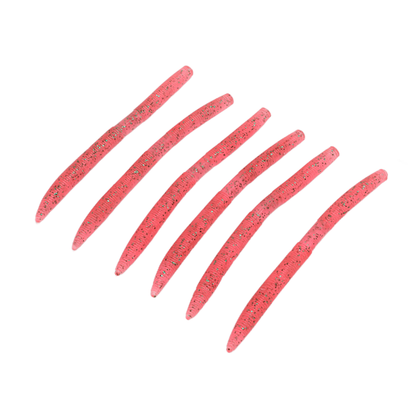 6 stk./sæt Fiskemadorm Fiskemad Fiskebidresistent PVC Blød Madorm Jordorm Kunstig Mad Pink