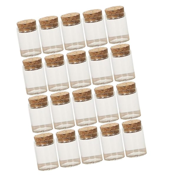 20 stk korkglassflasker Gjennomsiktige teoppbevaringskrukker Mini tomme flasker te-underpakkingsflasker til hjemmefest (30x40 mm) AS Shown 3X4CM