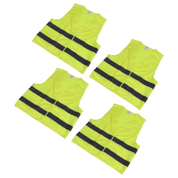 4-pack Säkerhetsväst med Hög Synlighet Reflexremsa Neon Gult XXL för Trafikolycka Män Kvinnor