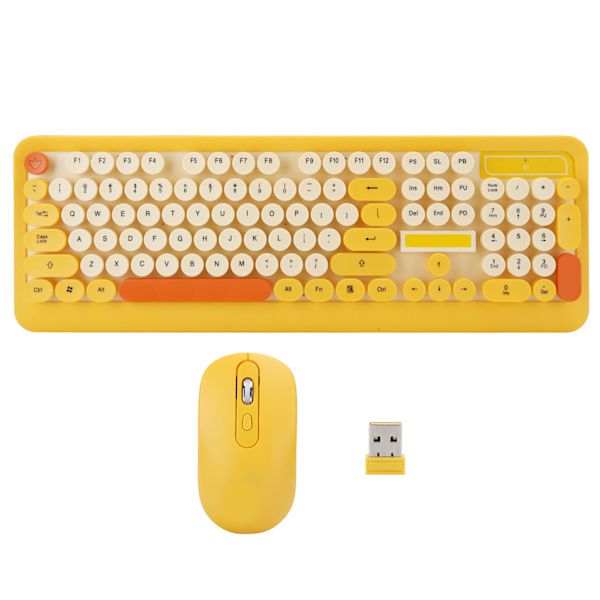 K68 Tangentbord Mus Set Trådlös Punk Cartoon Receiver Datortillbehör Gul DuckHappy Duck