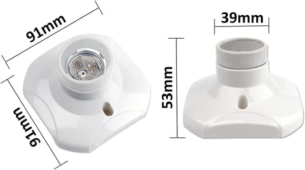 Sæt med 2 E27 skrueloftslamper til indendørs væglamper, AC 230V, LED-lampeholder, plastbase til garage-/værkstedloft
