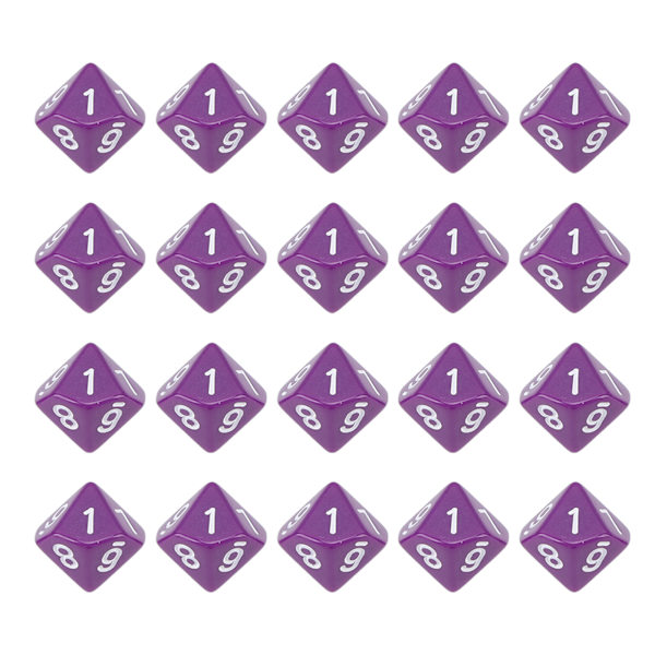 20 kpl 10-sivuista muovikuutiota, numerokuutiot, kodin sisustus, koriste, pelivaruste, juhliin, violetti