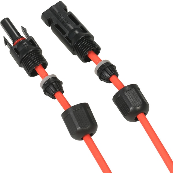 HANBING MC4-kontakt, dubbelsidig PV1-F fotovoltaisk förlängningskabel, kabel, fotovoltaisk solenergi (14AWG röd + svart 1 st * 3 meter (10FT))