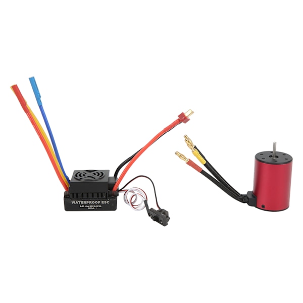 S3650 2300KV Vedenkestävä Harjaton Moottori + 60A Harjaton ESC T-Pistoke Uros 1/10 RC-Auton Parannusosa