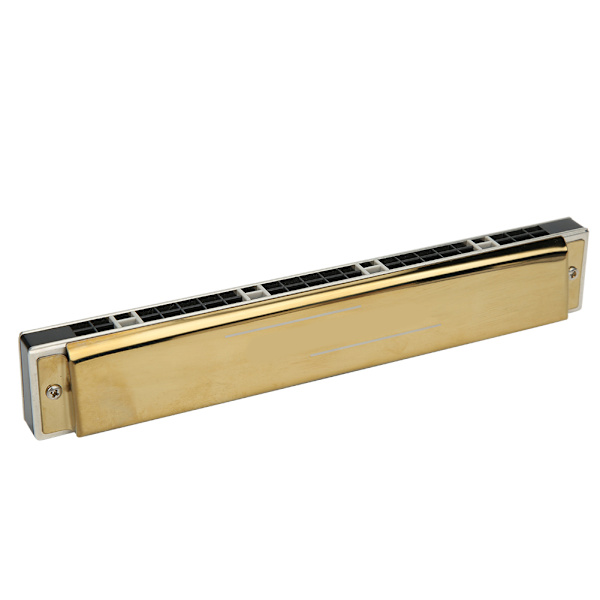 Harmonika Professionel Mundharmonika Diatonisk Harpe Begynder Blæseinstrumenter 24-Huls Polyfonisk (Golden C-Nøgle)