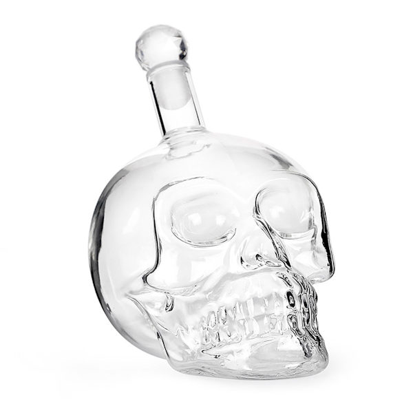 Skeleton Head Decanter 1000ml Glaskaraff Whisky Karaff med propp