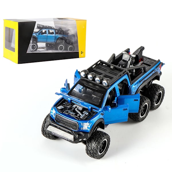 1/28 F150 Auton Malli Leikkiauto Metallista Lapsille Simuloiduilla Äänillä ja Valoilla Maastoajoon Sininen