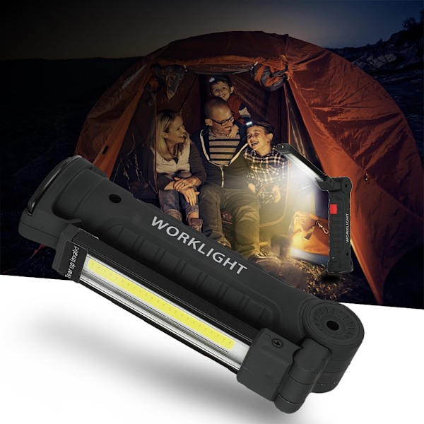 USB-opladelig sammenklappelig COB-arbejdslampe LED-arbejdslampe med magnet til camping, nødsituation, stor