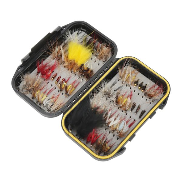 72 stk Fluestangfluer Kit Rustfritt stål Holdbart materiale Levende lyse farger Fluestanglokk for fiske