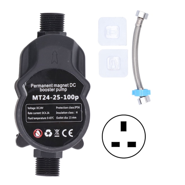 Boosterpumpe Automatisk Vandtryk Dusj Boosting Recirkulerende Vægfæste 24VDC 100‑240V UK-stik