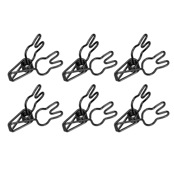 100 stk. Kanin Binder Clips Udhulet Sød Stærk Klemning Holdbar Metal Små Papirclips til Dokumenter Tøj Papir Sort