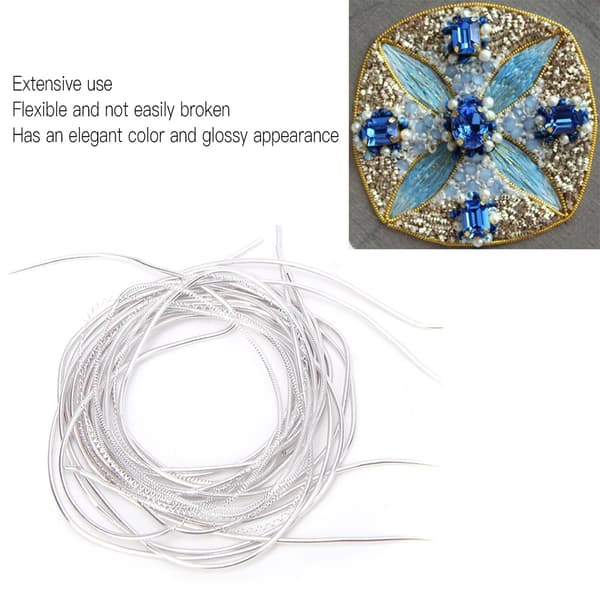 【NX】Brodertråd Koppartråd Sysöm Sömnad Glans 1,5 mm Dia. Manuell DIY StringSand Silver