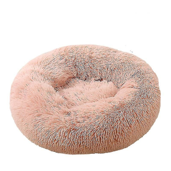 Rolig Vaskbar Plys Hundekurv - Donut Stil, Læder Rosa