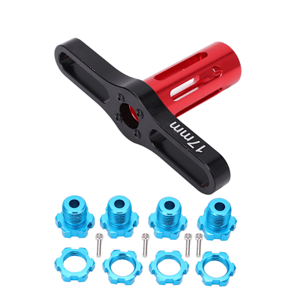 4 kpl 17 mm kuusiokolopyörän mutterit splineillä navalle, poisto työkalulla Traxxas Summit EREVO 1/10 (sininen)
