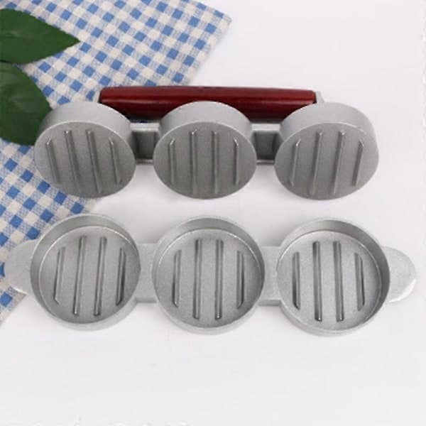 Mini Hamburgerpress Non-Stick 3-spårig Liten Biffpress Trippel Köttformare Maskin Kött Kitc