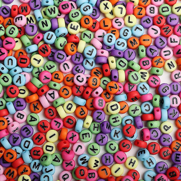 Alphabet Bead 500 farverig bogstavperle Regnbuetrådsperle til smykkefremstilling MIX