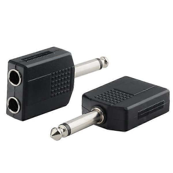 6,35 mm lyd Y-splitteradapter, han til dobbelt hun stereostik, 2-pak sort