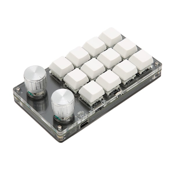 Mini-tangentbord 12 taster 2 knapper USB eller BT-tilkobling Blå bryter Plug and Play Programmerbar tastatur for spill Kontor Media Hvit