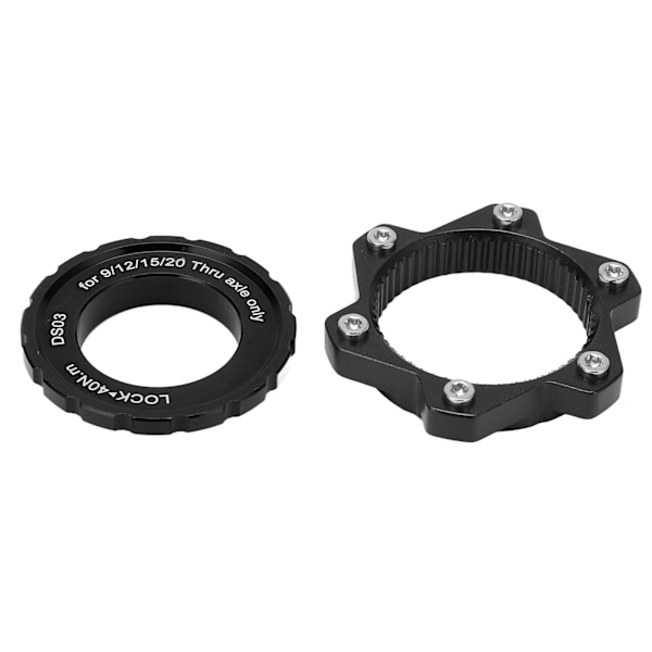 MEIJUN Centerlock till 6-bult Adapter Låsring Aluminiumlegering Axelnav Adapter för Genomgående Axelnav Svart
