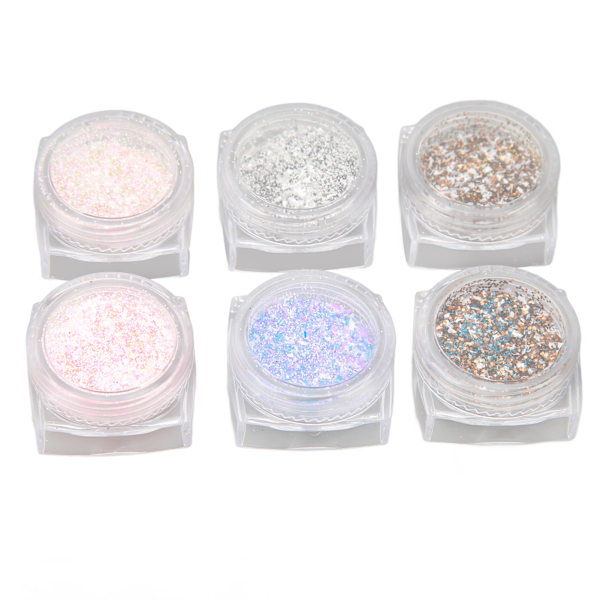 6 kpl Nail Sugar Powder DIY Glitter Nail Art Villapöly kynsiin ja varpaisiin