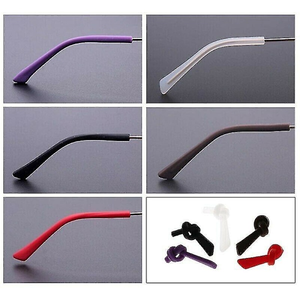 Anti-slip Silicone Temple Tips for Eyeglasses - 3 Pairs Black